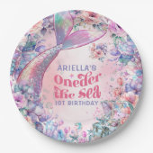 Oneder The Sea Flower Glitter Mermaid Tail  Papieren Bordje (Voorkant)