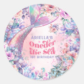 Oneder The Sea Flower Glitter Mermaid Tail  Ronde Sticker (Voorkant)