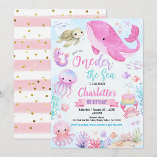 Oneder The Sea Girl 1e Verjaardag Zacht Roze Kaart