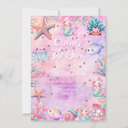 ONEder The Sea Kids 1e verjaardagsfeestje Kaart (Voorkant)