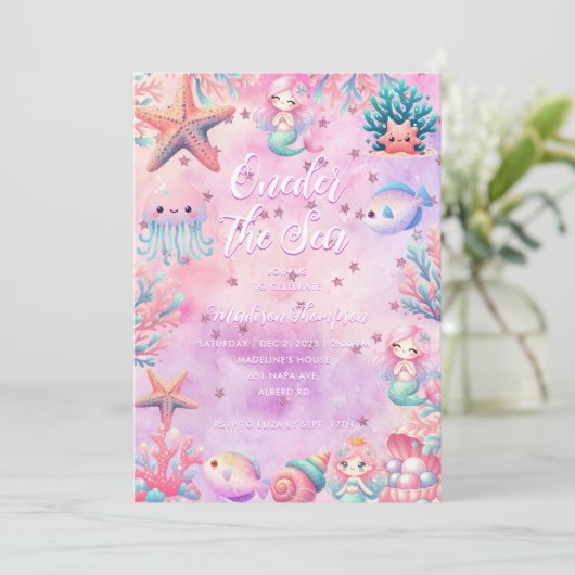 ONEder The Sea Kids 1e verjaardagsfeestje Kaart (Staand voorkant)