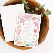 Oneder The Sea Roze Oceaandieren 1e Verjaardag Kaart