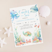 Oneder The Zee First Birthday Blue Invitation Kaart