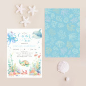 Oneder The Zee First Birthday Blue Invitation Kaart