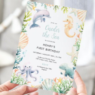 Oneder The Zee Ocean 1st Birthday Boy Kaart