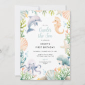 Oneder The Zee Ocean 1st Birthday Boy Kaart (Voorkant)