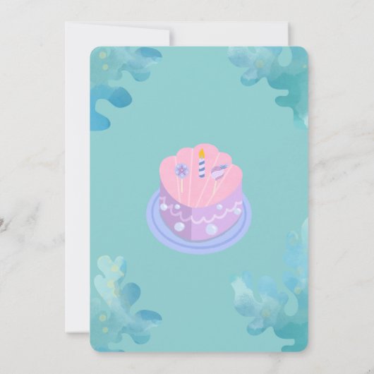 Oneder the Zee Zeemeermin Verjaardagsuitnodiging Kaart (Achterkant)