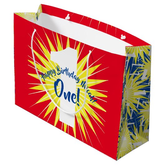 Onederful 1e verjaardagsfeestje groot cadeauzakje (Achterkant Gekanteld)