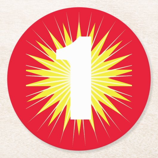 Onederful 1e verjaardagsfeestje ronde kartonnen onderzetter (Voorkant)