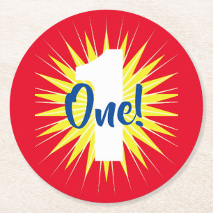 Onederful 1e verjaardagsfeestje ronde kartonnen onderzetter