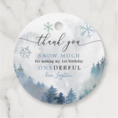 ONEderful 1st Birthday Blue Winter Wonderland Bedankjes Labels (Voorkant)