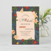 Onederful 1st Birthday Boy - Blue and Gold Winter  Kaart (Staand voorkant)