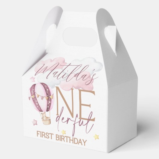 ONEderful 1st Birthday Party Boxes - Roze Bedankdoosjes (Voorkant)