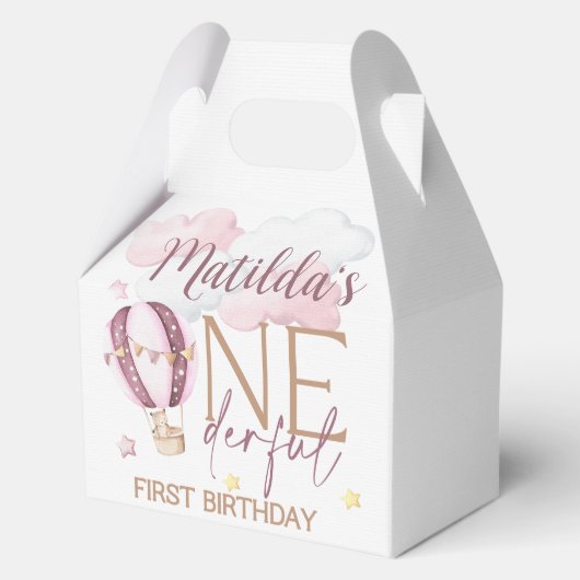 ONEderful 1st Birthday Party Boxes - Roze Bedankdoosjes (Voorkant)