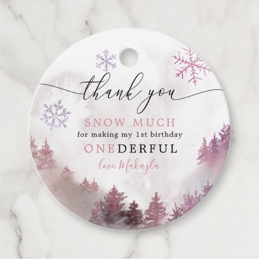 ONEderful 1st Birthday Winter Wonderland Bedankjes Labels (Voorkant)