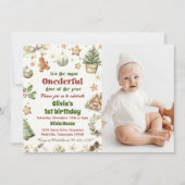 Onederful 1st Verjaardag Cookies Kerstfoto Kaart (Voorkant)