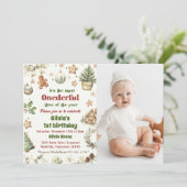 Onederful 1st Verjaardag Cookies Kerstfoto Kaart (Staand voorkant)