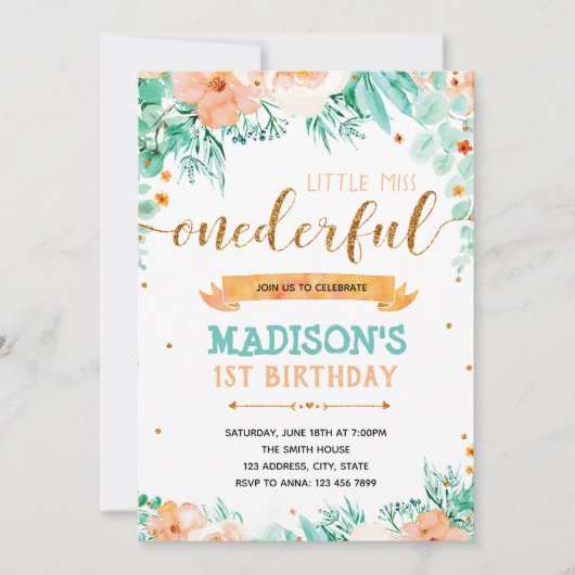 ONEderful 1st verjaardagsuitnodiging Kaart (Voorkant)