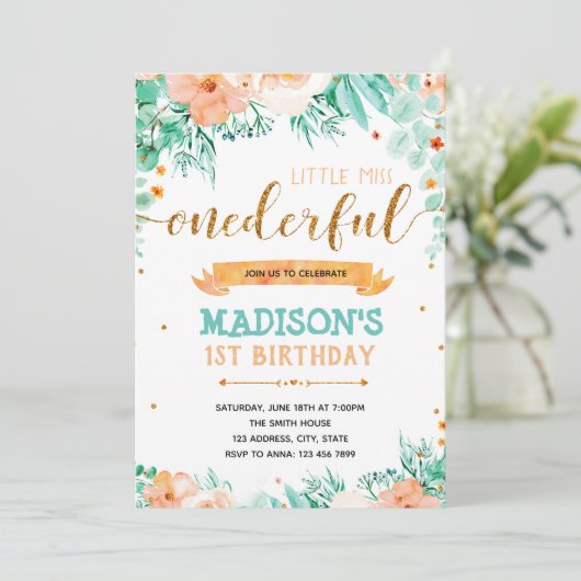 ONEderful 1st verjaardagsuitnodiging Kaart (Staand voorkant)