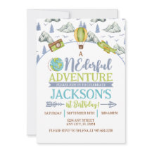 Onederful Adventure 1e verjaardag Uitnodiging