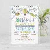 Onederful Adventure 1e verjaardag Uitnodiging (Staand voorkant)