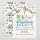 Onederful Adventure 1e verjaardag Uitnodiging (Voorkant / Achterkant)