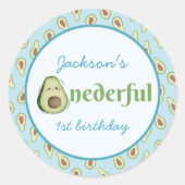 Onederful avocado 1e verjaardag partij foto ronde sticker (Voorkant)
