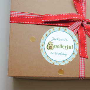 Onederful avocado 1e verjaardag partij foto ronde sticker
