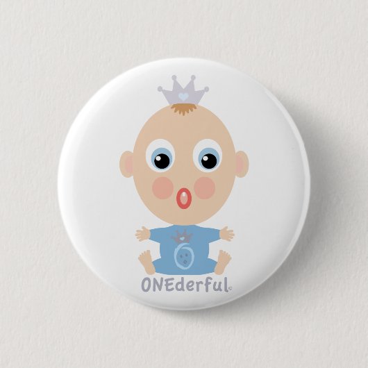 ONEderful BABY Face - blauw Ronde Button 5,7 Cm (Voorkant)