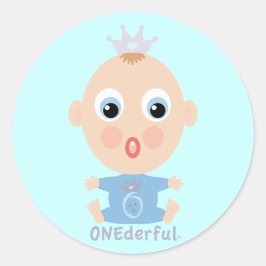 ONEderful BABY Gezicht - blauw Ronde Sticker (Voorkant)