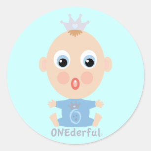 ONEderful BABY Gezicht - blauw Ronde Sticker