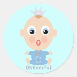 ONEderful BABY Gezicht - blauw Ronde Sticker
