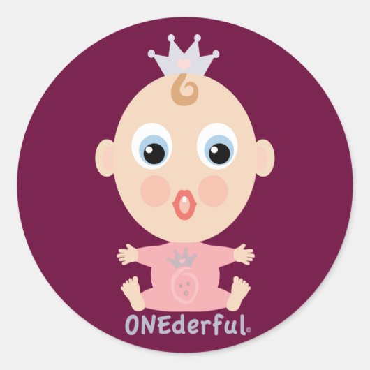 ONEderful BABY Gezicht - roze Ronde Sticker (Voorkant)