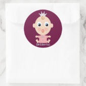 ONEderful BABY Gezicht - roze Ronde Sticker (Tas)