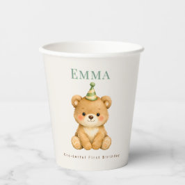 Onederful Bear First Birthday Paper Cups Papieren Bekers