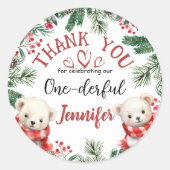 ONEderful Beer Christmas 1st Verjaardag dank u Ronde Sticker (Voorkant)