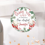 ONEderful Beer Christmas 1st Verjaardag dank u Ronde Sticker<br><div class="desc">Verspreid dankbaarheid en vreugde met onze 'ONEderful Beer Christmas 1st Birthday' Dank u Stickers. De perfecte finishing touch om uw waardering uit te drukken. Shop nu en voeg een vleugje zoetheid toe aan uw bedankgunsten!</div>