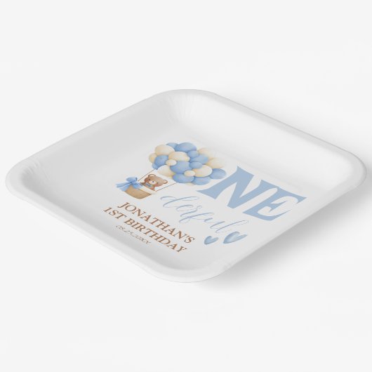 Onederful Beer heteluchtballon 1st Verjaardag Papieren Bordje (Gebogen)