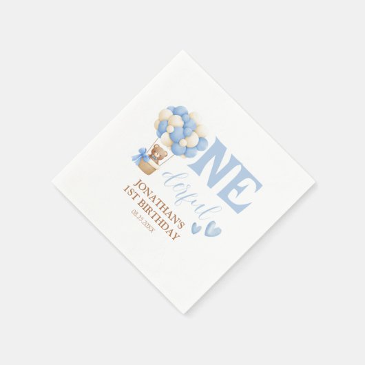 Onederful Beer heteluchtballon 1st Verjaardag Servet (Hoek)