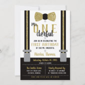 ONEderful Birthday Invitation, Black, Gold Kaart (Voorkant)