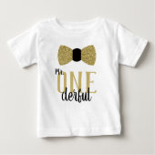 ONEderful Birthday Shirt in Black and Faux Gold (Voorkant)