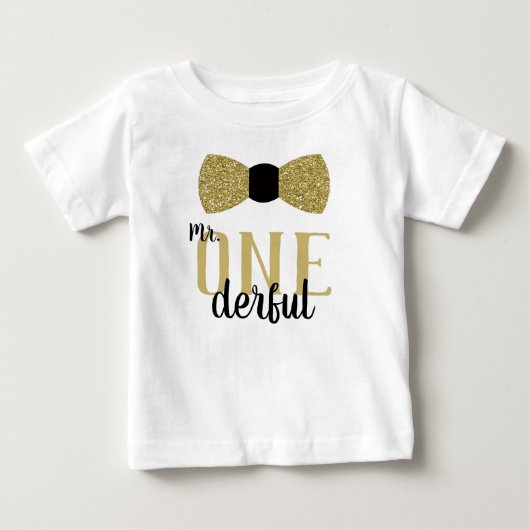 ONEderful Birthday Shirt in Black and Faux Gold (Voorkant)