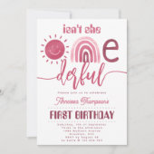 Onederful Boho Pink Rainbow Sunshine Birthday Kaart (Voorkant)