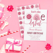 Onederful Boho Pink Rainbow Sunshine Birthday Kaart