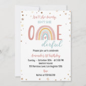 Onederful Boho Regenboog Verjaardag 1e uitnodiging (Voorkant)