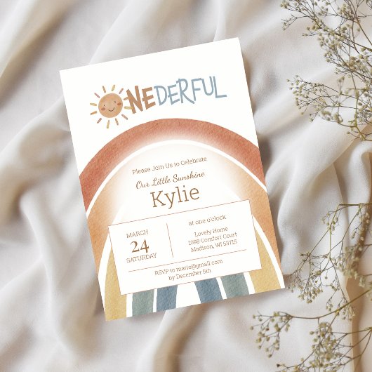 Onederful Boho Terracotta 1e verjaardag uitnodigin Kaart