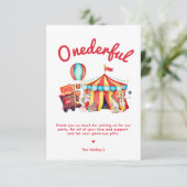 Onederful Circus 1e Verjaardag Bedankt Kaart (Staand voorkant)