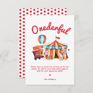 Onederful Circus 1e Verjaardag Bedankt Kaart