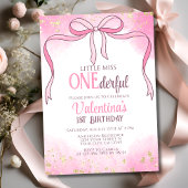Onederful Coquette Pink Bow Glitter 1e verjaardag Kaart
