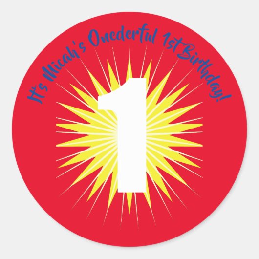 Onederful Cute Super Hero 1e verjaardag Ronde Sticker (Voorkant)